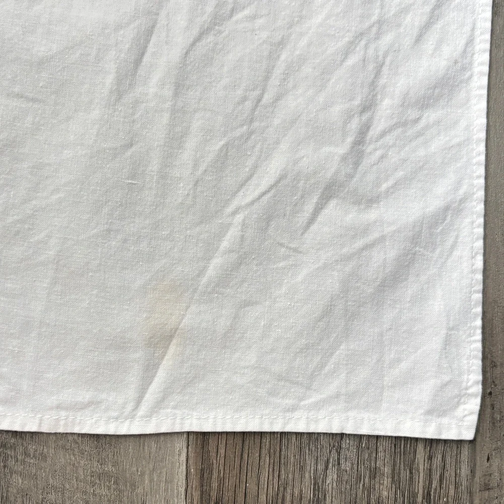 Vintage Hand Embroidered Floral Cotton Tea Towels‎ Set of 3 Scalloped Edge White